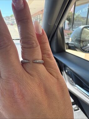 Open Band Pavé Crystal Ring - Silver Tone